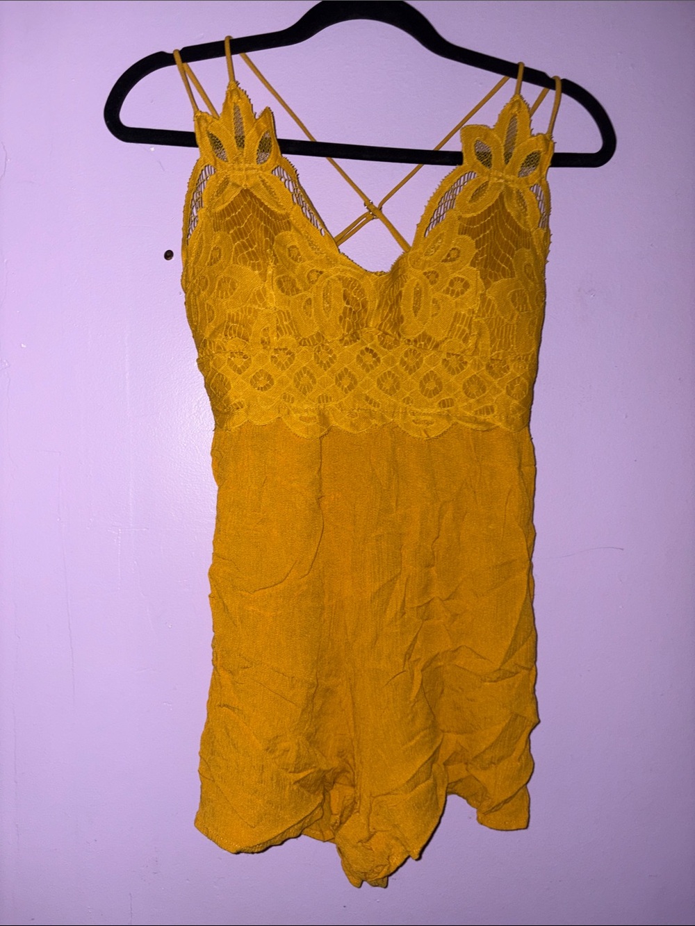 J for Justify Mustard Yellow Lace Romper